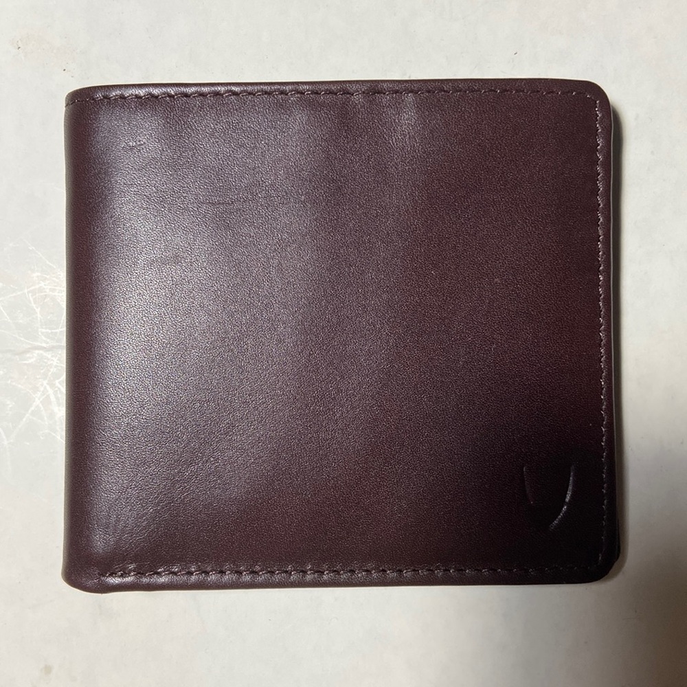 HIDESIGN Ran Chestnut Brown Leather Bifold Billfold Card Case Coin Wallet